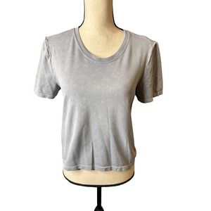 Harmony Balance Womens Grey Mineral Wash Short Sleeve Yoga T-Shirt Size M